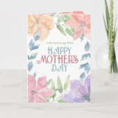4つの花をパーソナライズ水彩母の日 カード (正面)