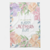 4つの花をパーソナライズ水彩母の日 キッチンタオル (縦)