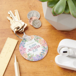 4つの花をパーソナライズ水彩母の日 キーホルダー