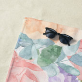 4つの花をパーソナライズ水彩母の日 ビーチタオル (インサイチュ)