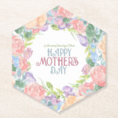 4つの花をパーソナライズ水彩母の日 ペーパーコースター (正面)