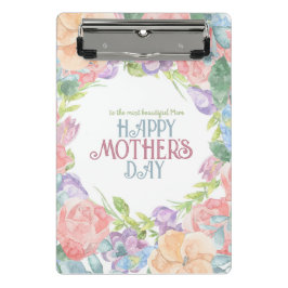 4つの花をパーソナライズ水彩母の日 ミニクリップボード