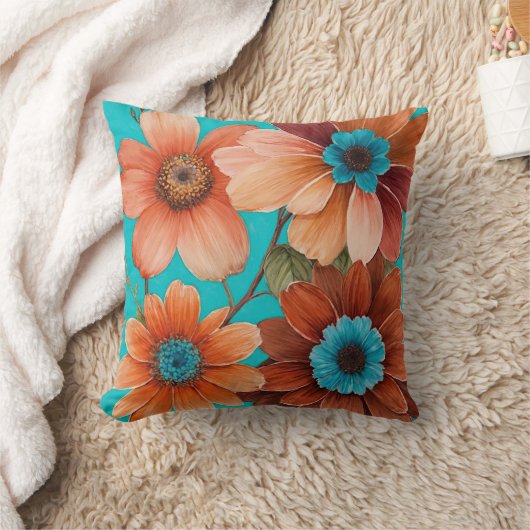 4つの花 クッション (ブランケット)