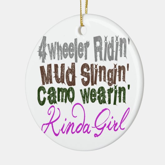 4つの荷車引きのridinの泥のslinginの迷彩柄のwearinのちょっと女の子 セラミックオーナメント (左)