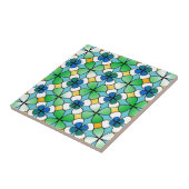 4つの葉のクローバーの倍の内部の青緑の白 タイル (側面)