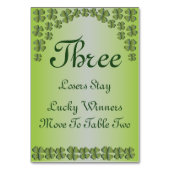 4つの葉のクローバーの幸運なアイルランドのテーブルカード#3 テーブルナンバー (裏面)