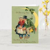 4つの葉のクローバーの月の小妖精のシャムロック カード (黄色い花)