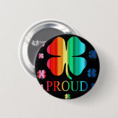 4つの葉のクローバーの虹RoyGeeBiv - LGBT 缶バッジ (正面&裏面)