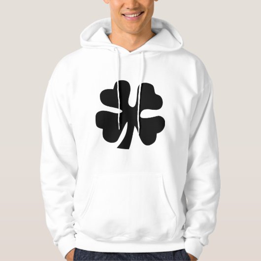 4つの葉のクローバー-黒 パーカ (正面)