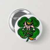 4つの葉のLeprechan戦いのボタン 缶バッジ (正面&裏面)