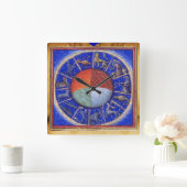 4つの要素が付いているZODIACALシンボルや象徴 スクエア壁時計 (ホーム)