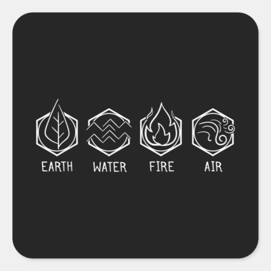 4つの要素の自然デザイン地球水火 スクエアシール (正面)