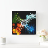 4つの要素 スクエア壁時計 (ホーム)