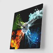 4つの要素 スクエア壁時計 (傾斜)