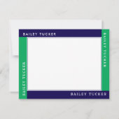 4つの角に名前入り 青と緑の枠定規用紙 ノートカード (正面)
