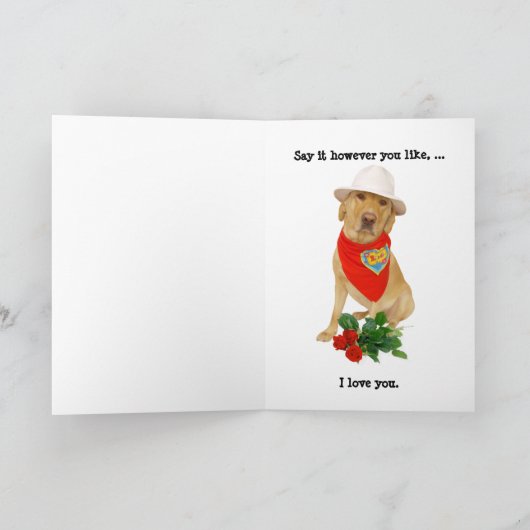 4つの言語バレンタインのおもしろい犬または実験室愛 シーズンカード (内部)