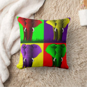 4つの象サイケデリックな色 クッション (ブランケット)