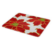 4つの赤い金ゴールド水色ポインセチア カッティングボード (角)