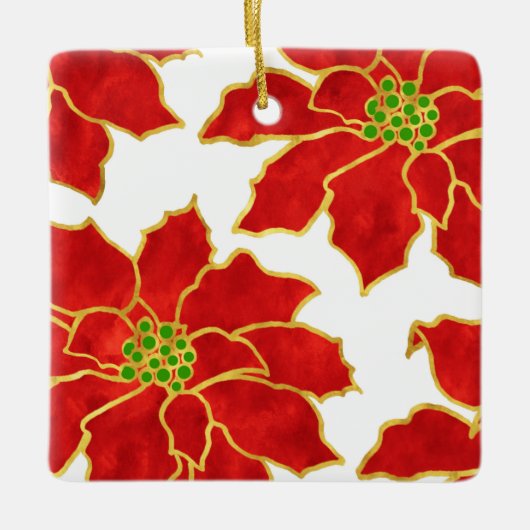 4つの赤い金ゴールド水色ポイントカード セラミックオーナメント (正面)