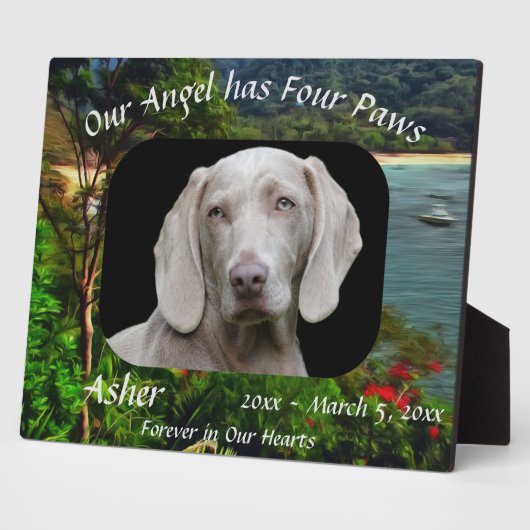 4つの足でペットのメモリアルエンジェル0828 フォトプラーク (側面)