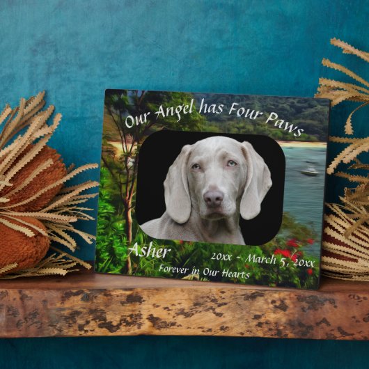 4つの足でペットのメモリアルエンジェル0828 フォトプラーク (側面)