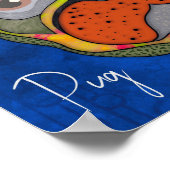 4つの醜い犬の顔ユニーク抽象芸術アートポスター ポスター (角)