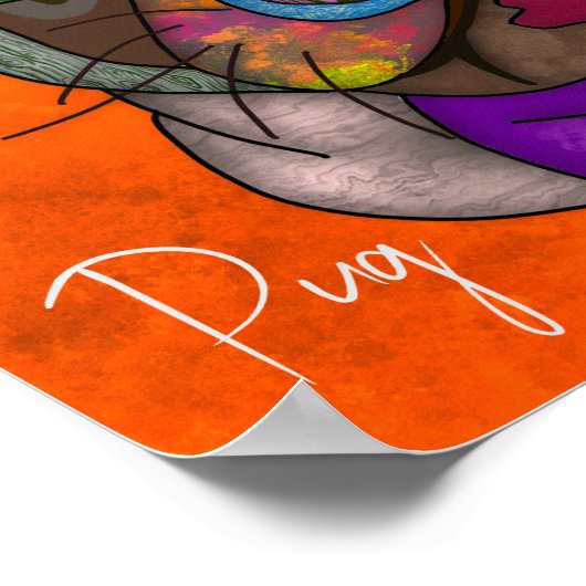 4つの醜い犬の顔ユニーク抽象芸術 ポスター (角)