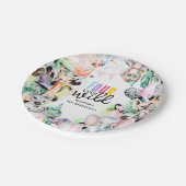 4つの野生のサファリの動物クール4歳の誕生日 ペーパープレート (アングル)