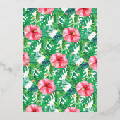 4つの野生の恐竜の女の子4歳の誕生日実在 箔招待状 (裏面)