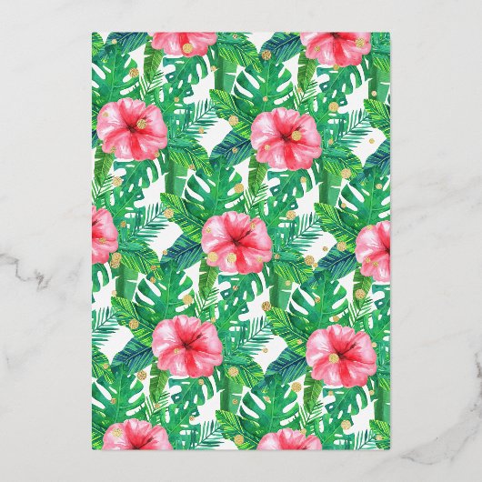 4つの野生の恐竜の女の子4歳の誕生日実在 箔招待状 (裏面)