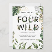 4つの野生の熱帯の緑4歳の誕生日 招待状 (正面)