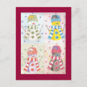 4つの雪だるま ポストカード (正面)