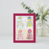 4つの雪だるま ポストカード (スタンド正面)