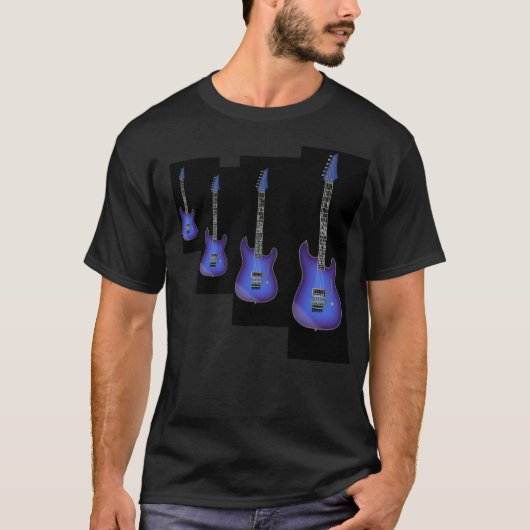 4つの青いドラゴンのギターのTシャツ Tシャツ (正面)