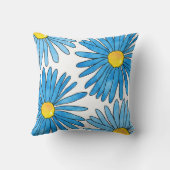 4つの青いペンと水の色のアスター花 クッション (裏面)