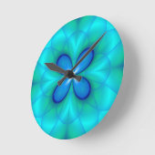 4つの青い花びら ラウンド壁時計 (傾斜)
