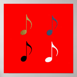 4つの音楽ノートの装飾 ポスター