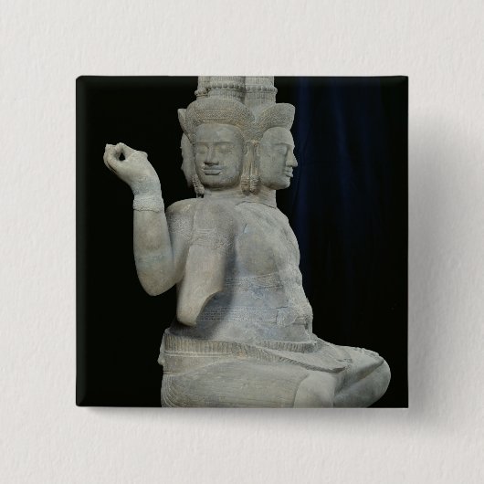 4つの顔を搭載するBrahmaの彫刻 缶バッジ (正面)