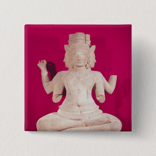 4つの顔2を搭載するBrahmaの彫刻 缶バッジ (正面)
