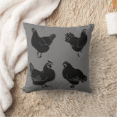 4つの鶏～シルエット～パターン クッション (ブランケット)