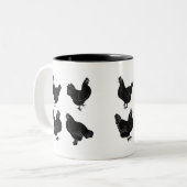 4つの鶏～シルエット～パターン ツートーンマグカップ (正面左)