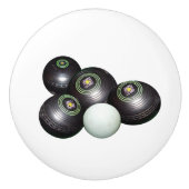 4つの黒いヴィンテージの芝生のボウル セラミックノブ (正面)