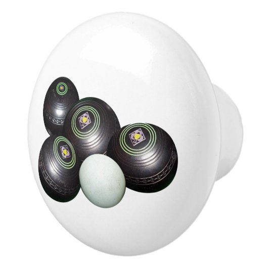 4つの黒いヴィンテージの芝生のボウル セラミックノブ (右)