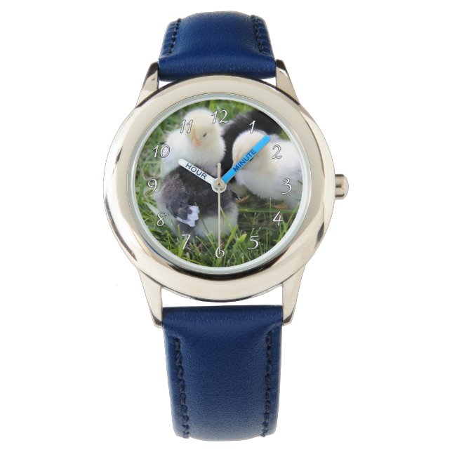 4つの黒と黄色のベビーチキンチキン 腕時計 (正面)