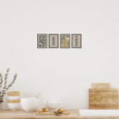 4つの5x7子供部屋アートプリントアーミーACUカモフラージュ ポスター (キッチン)