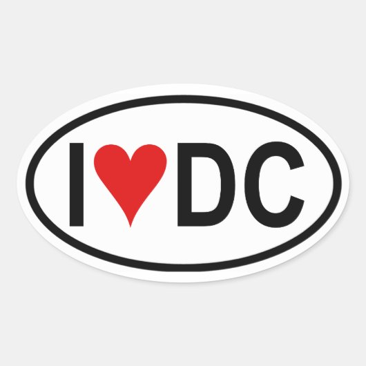 4つの「I [ハート] DC」 楕円形シール (正面)