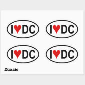 4つの「I [ハート] DC」 楕円形シール (シート)