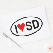 4つの「I [ハート] SD」 楕円形シール (封筒)
