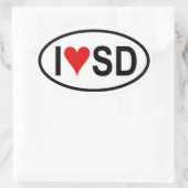 4つの「I [ハート] SD」 楕円形シール (バッグ)
