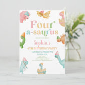 4つのA-Saurus恐竜の最初の誕生日パーティー 招待状 (スタンド正面)